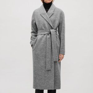 COS BELTED WOOL COAT IN GREY